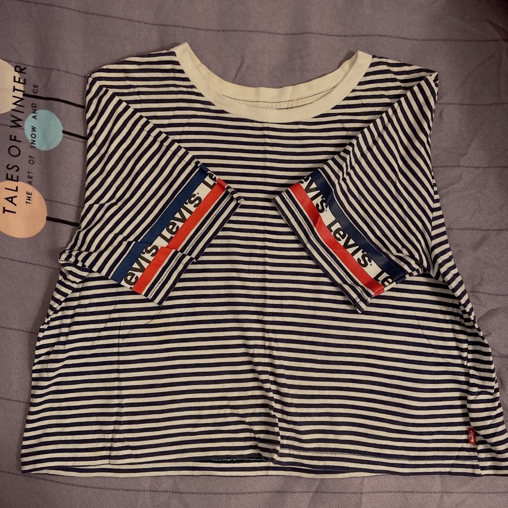Levis stripe black and white crop top